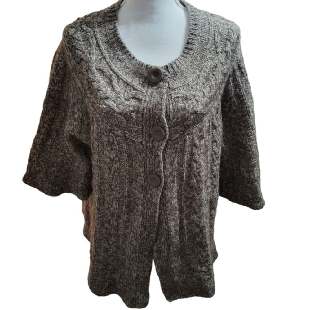 Dressbarn wool blend sweater cardigan knit‎ brown plus size 22 / 24